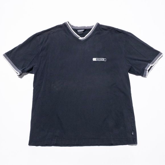 00'S Nike V-neck T-shirt, men's XL size cotton black type Vintage Second Hand
